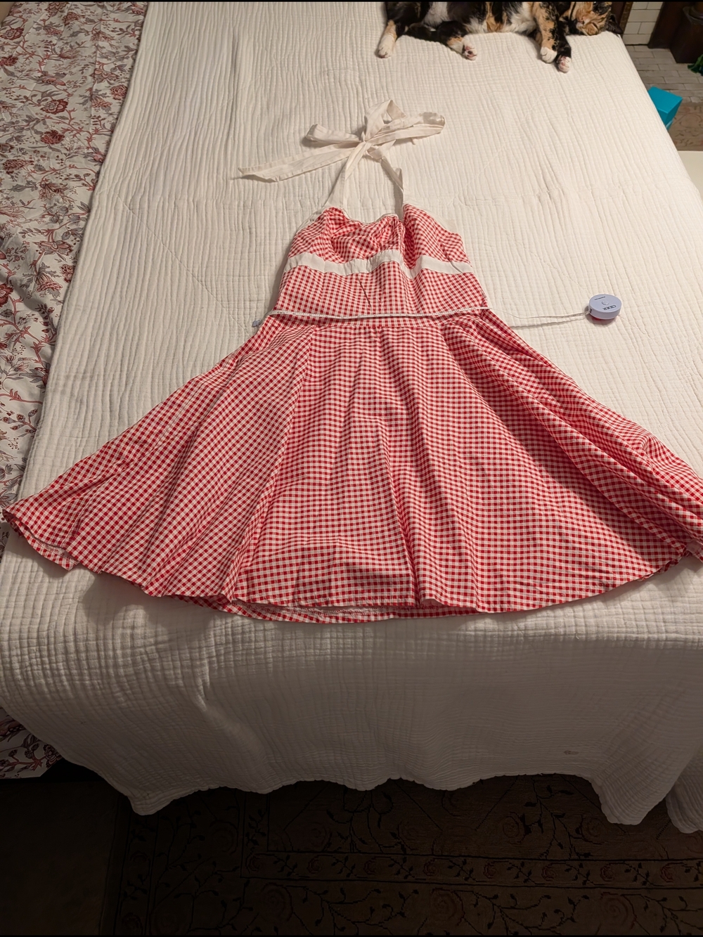 Halter Neck Red Gingham Mini Dress